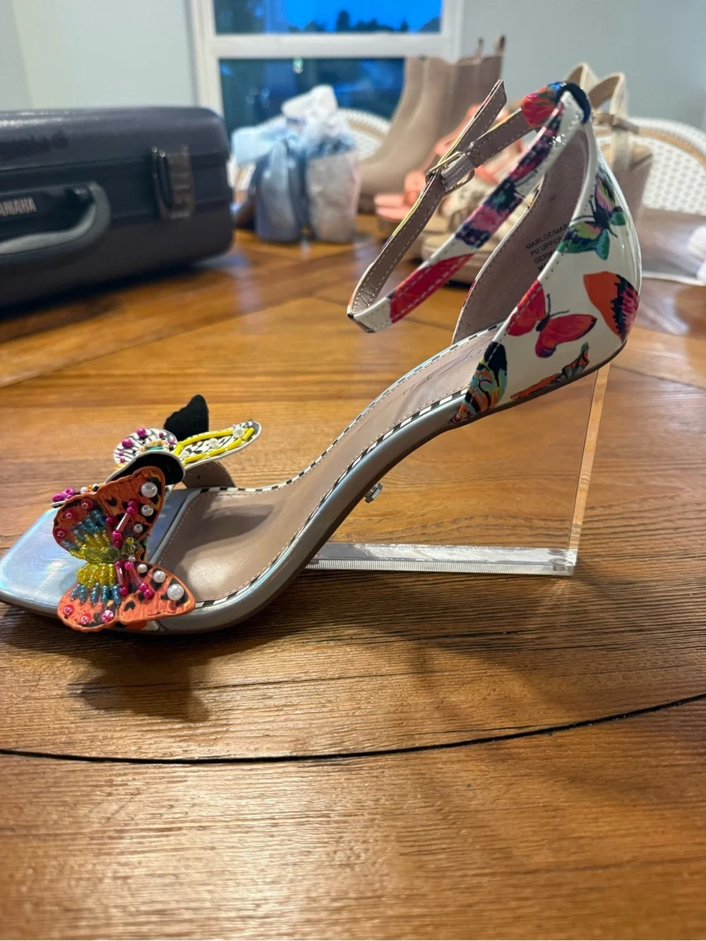 Betsey Johnson Butterfly Acrylic Wedge Heel- Designer